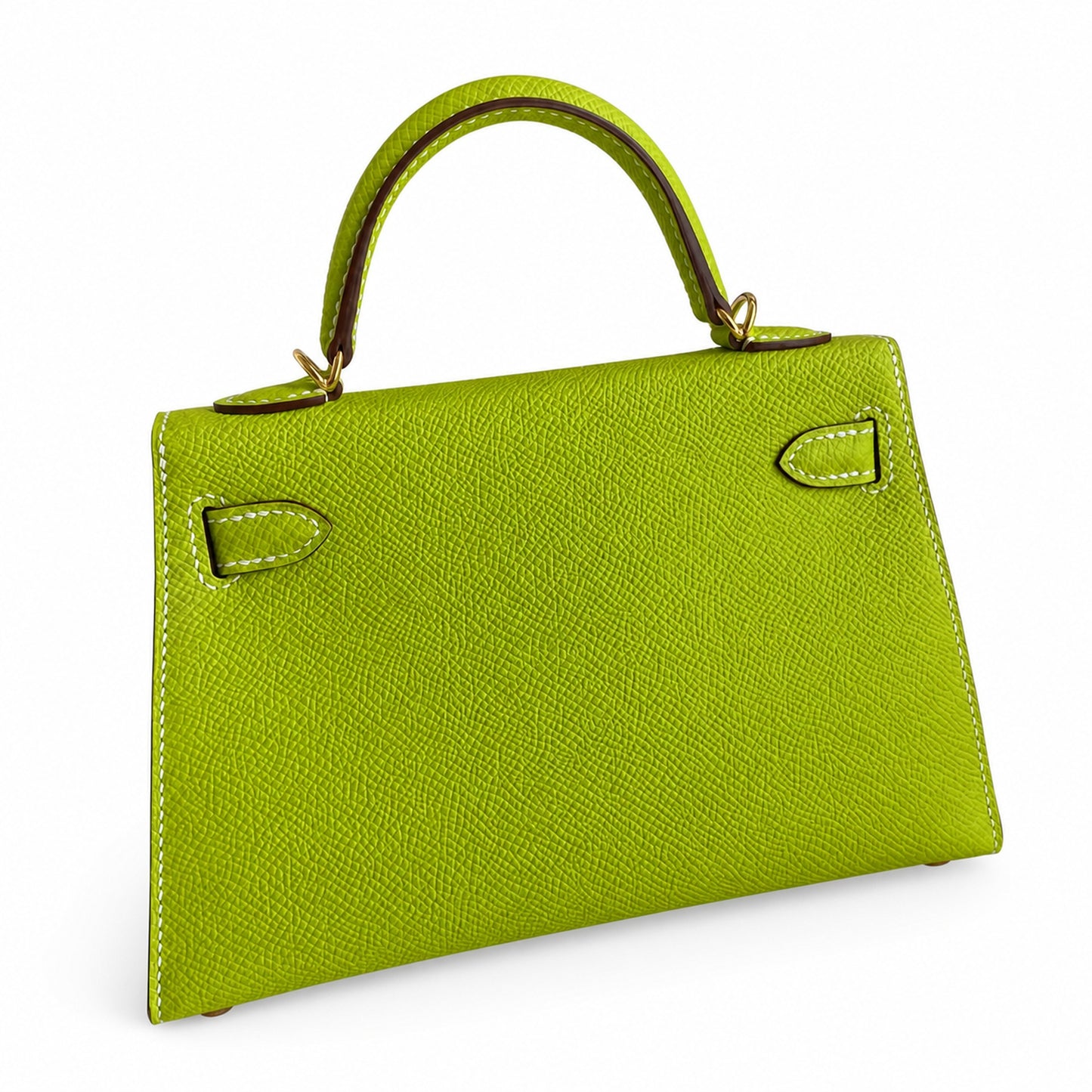 Fully hand-sewn👉Second generation Mini Kelly 19cm imported Epsom leather candy green gold and silver buckle