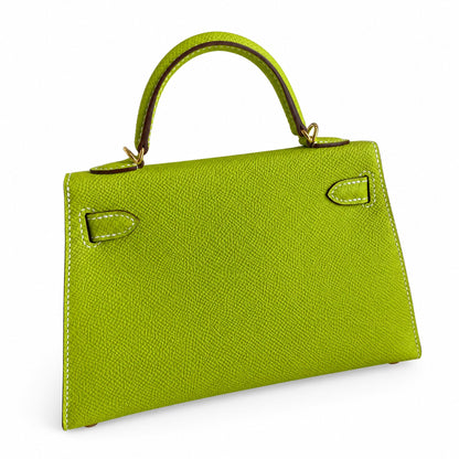 Fully hand-sewn👉Second generation Mini Kelly 19cm imported Epsom leather apple green gold buckle