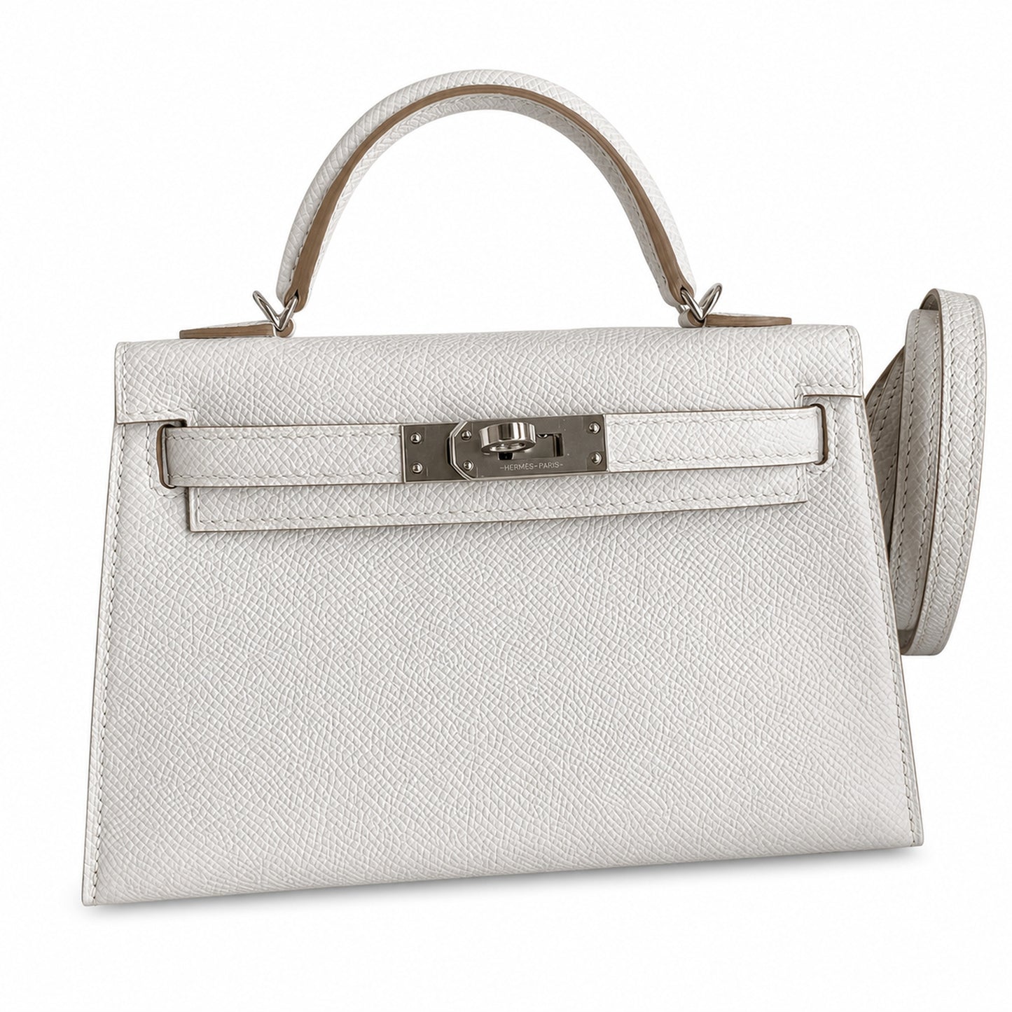 Fully hand-sewn👉Second generation Mini Kelly 19cm imported Epsom leather M4 milk gray silver buckle