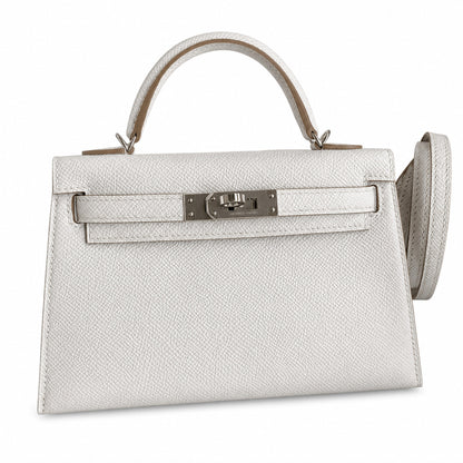 Fully hand-sewn👉Second generation Mini Kelly 19cm imported Epsom leather M4 milk gray silver buckle