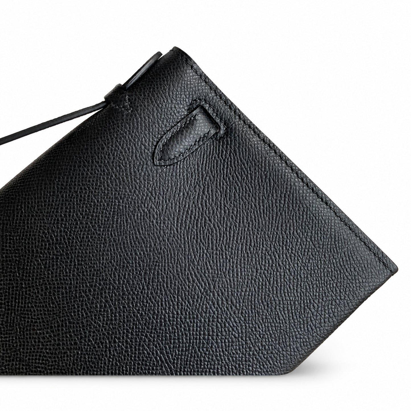 First generation handbag evening bag Kelly 22cm Epsom leather black gold buckle wax thread