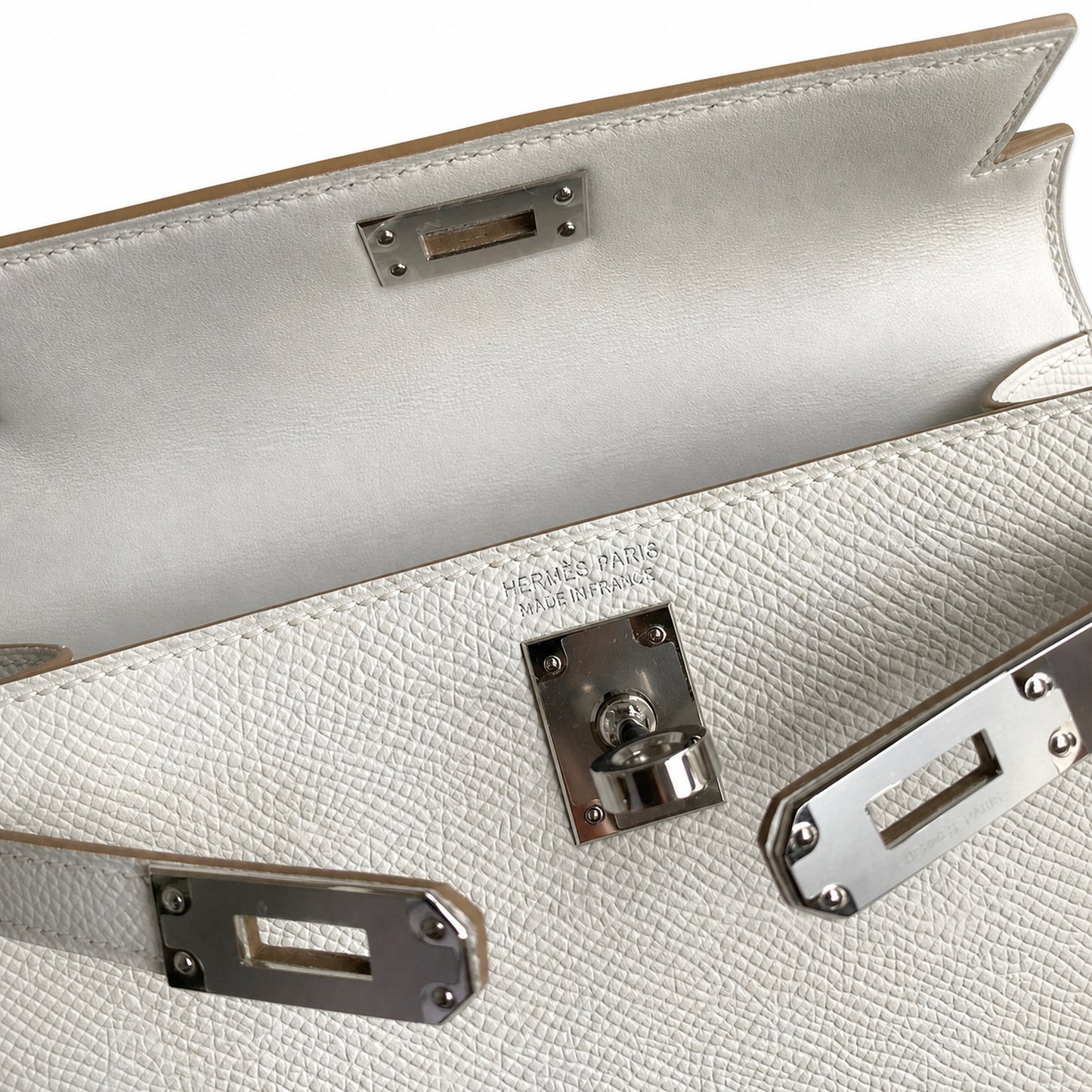 Fully hand-sewn👉Second generation Mini Kelly 19cm imported Epsom leather M4 milk gray silver buckle