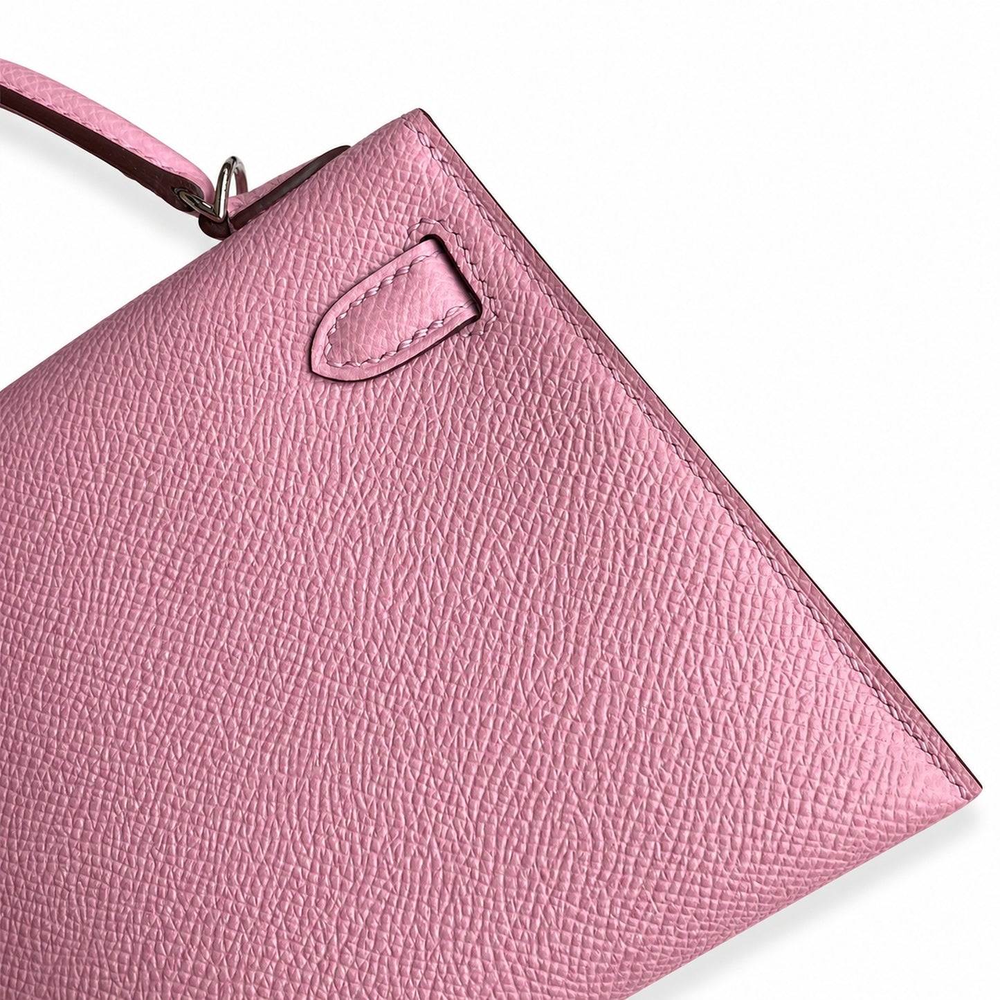 Second generation Mini Kelly 19cm Epsom leather, mallow purple, silver buckle