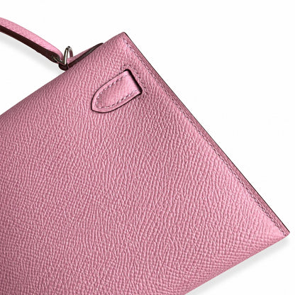 Second generation Mini Kelly 19cm Epsom leather, mallow purple, silver buckle