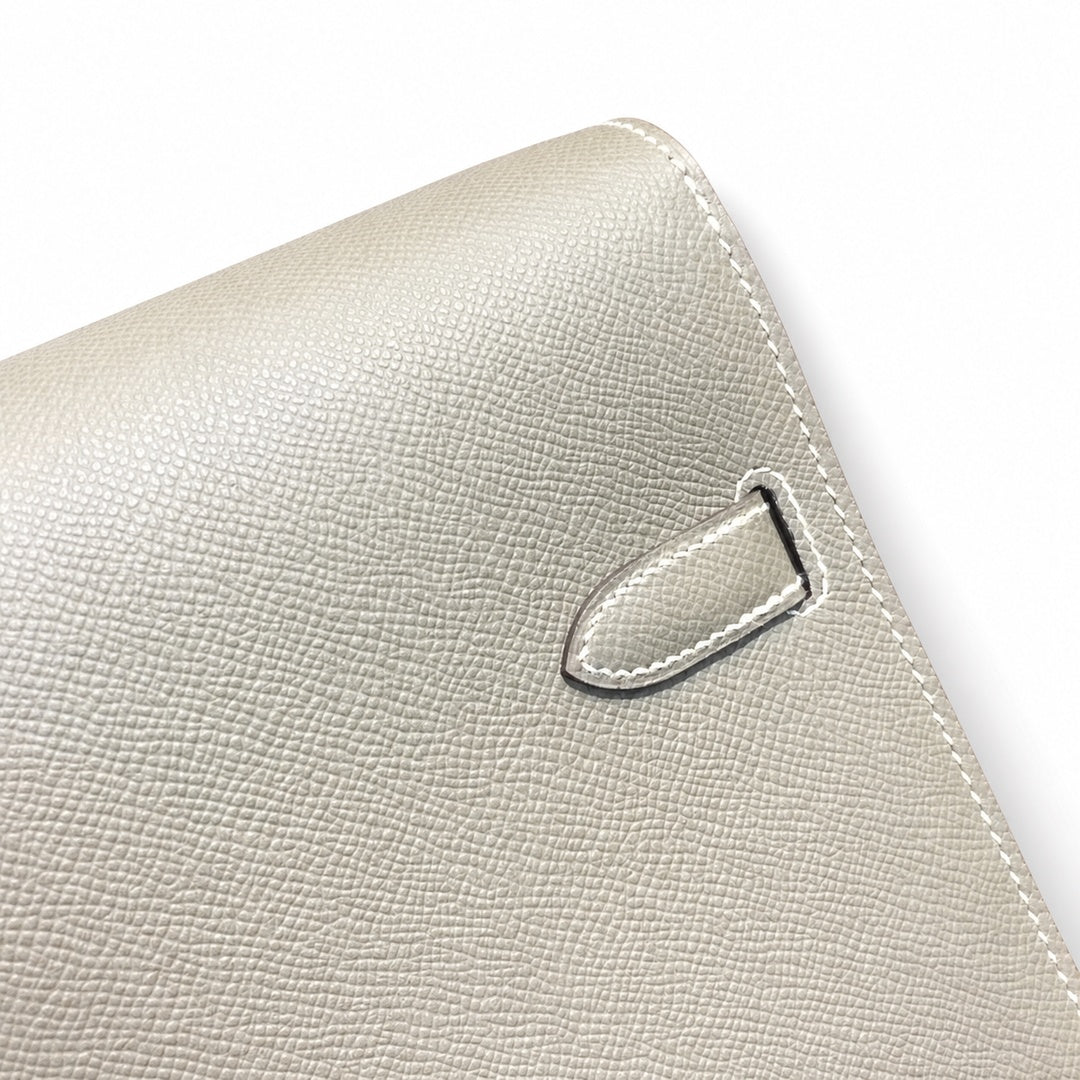 Kelly briefcase 38cm Epsom leather 18 Etoupe elephant gray top handcraft! Counter quality!