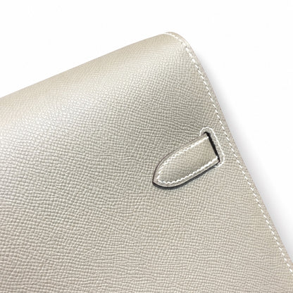 Kelly briefcase 38cm Epsom leather 18 Etoupe elephant gray top handcraft! Counter quality!