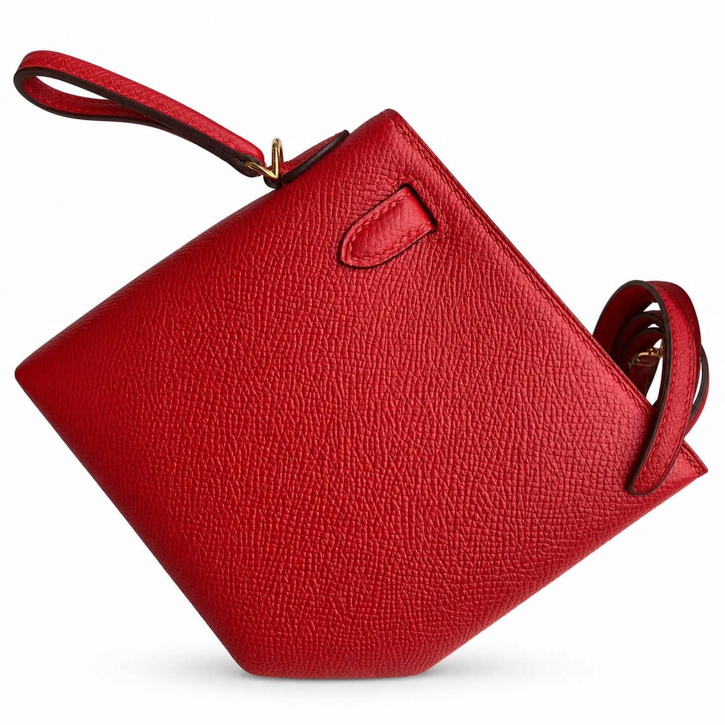 Fully hand-sewn👉Second generation Mini Kelly 19cm imported Epsom leather flag red gold buckle