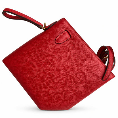 Fully hand-sewn👉Second generation Mini Kelly 19cm imported Epsom leather flag red gold buckle