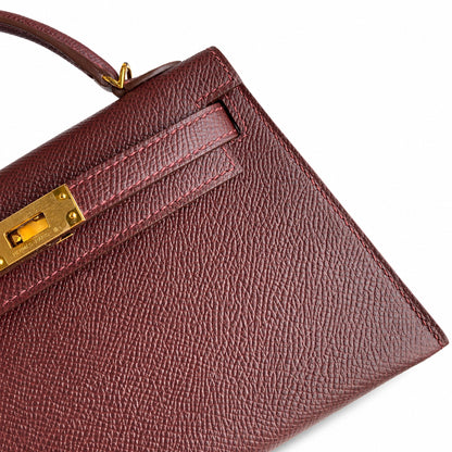 Fully hand-sewn👉Second generation Mini Kelly 19cm imported Epsom leather Hermès red gold buckle