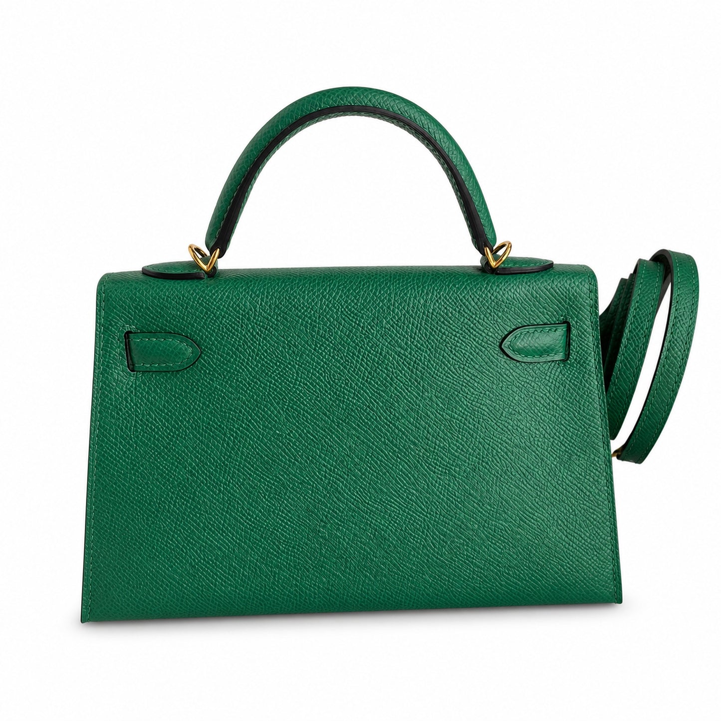 Fully hand-sewn👉Second generation Mini Kelly 19cm imported Epsom leather velvet green gold buckle
