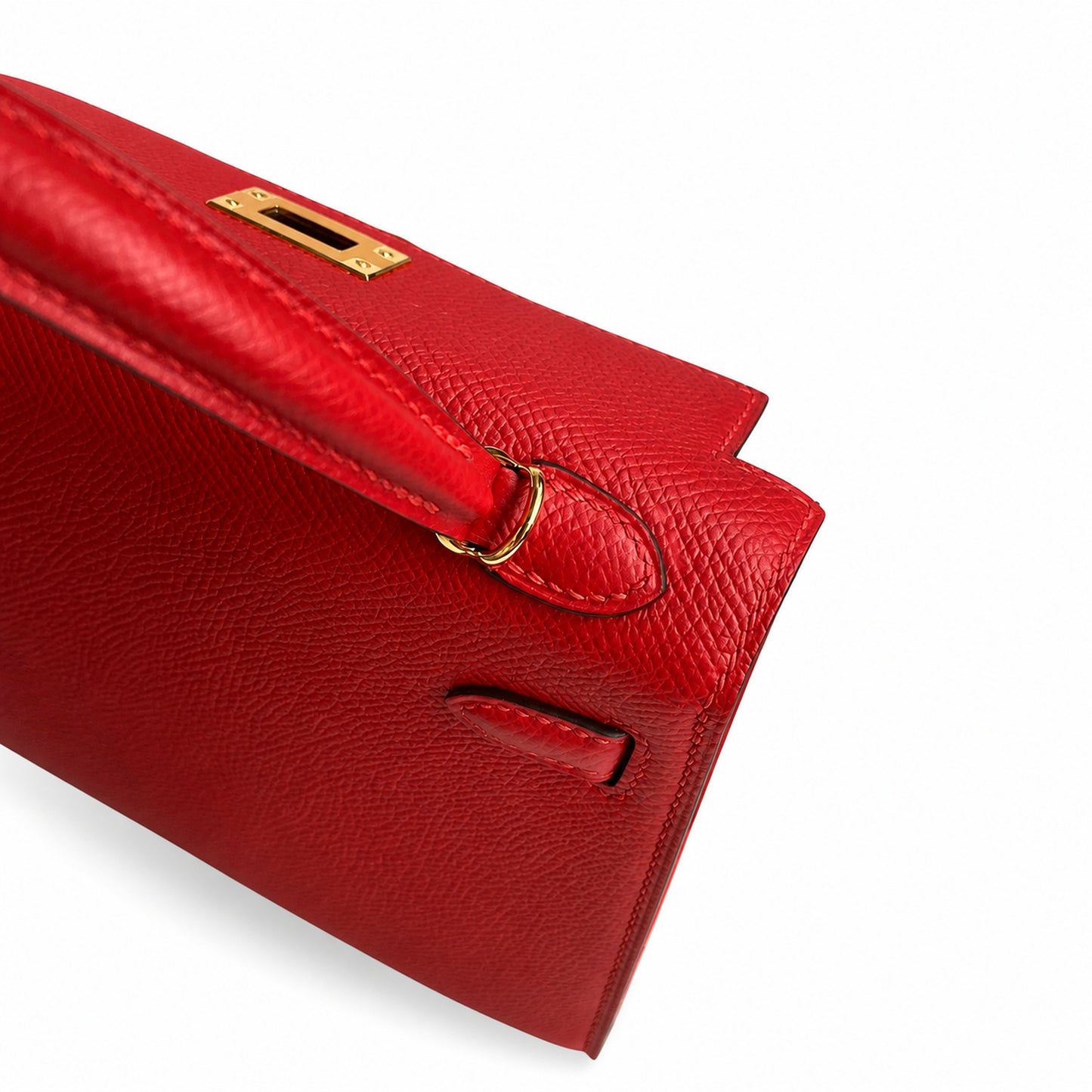 Fully hand-sewn👉Second generation Mini Kelly 19cm imported Epsom leather flag red gold buckle