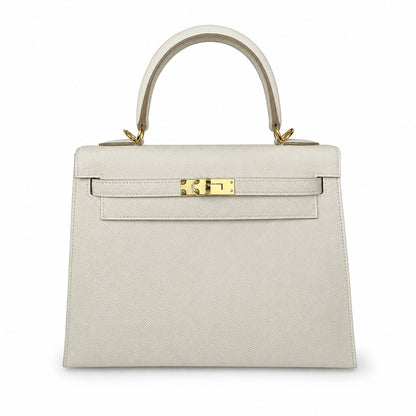 Custom order💕kelly25 milkshake white epsom gold buckle fully hand-stitched with wax thread