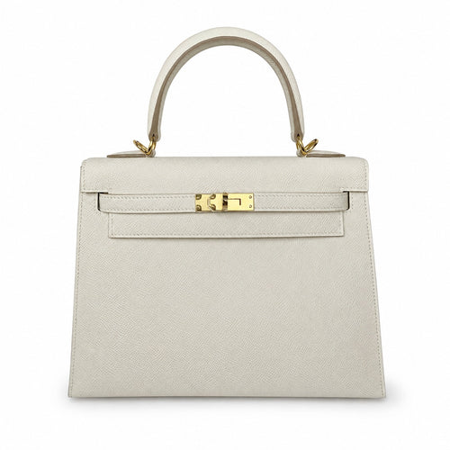 Custom order💕kelly25 milkshake white epsom gold buckle fully hand-stitched with wax thread