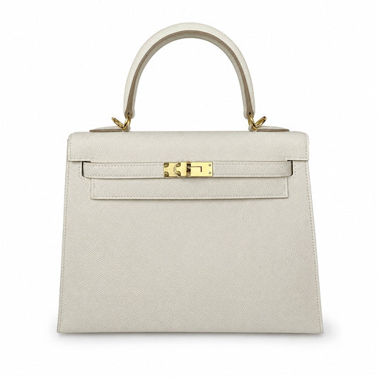 Custom order💕kelly25 milkshake white epsom gold buckle fully hand-stitched with wax thread