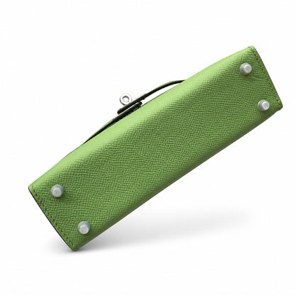 In stock: second generation Kelly 19cm imported Epsom leather avocado green 🥑 gold and silver buckle wax thread