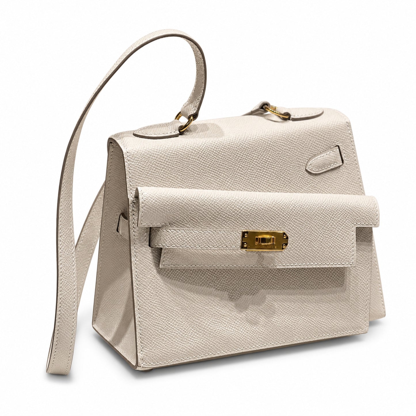 KELLY II SELLIER double-sided Kelly 20cm 10 milkshake white epsom leather gold buckle