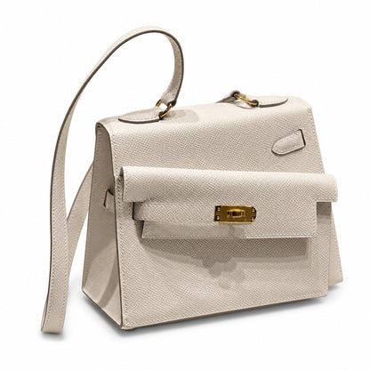 KELLY II SELLIER double-sided Kelly 20cm 10 milkshake white epsom leather gold buckle