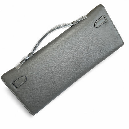 Kelly Cut 31 Clutch Epsom Leather Picture Pewter Gray