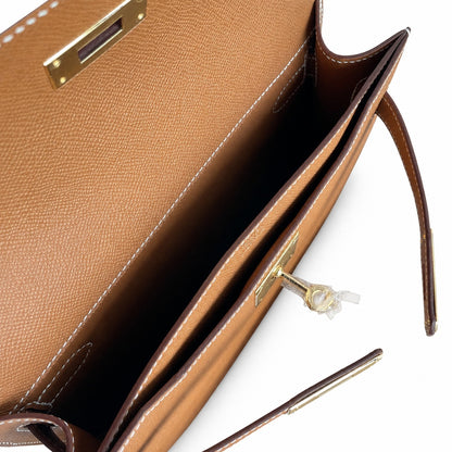 Customer order💕 kelly depeches25 golden brown epsom gold buckle hand-stitched men's handbag🎉