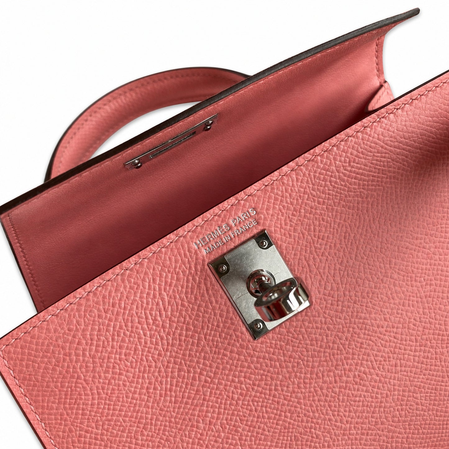 Fully hand-sewn👉Second generation Mini Kelly 19cm imported Epsom leather milkshake powder silver buckle