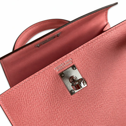 Fully hand-sewn👉Second generation Mini Kelly 19cm imported Epsom leather milkshake powder silver buckle