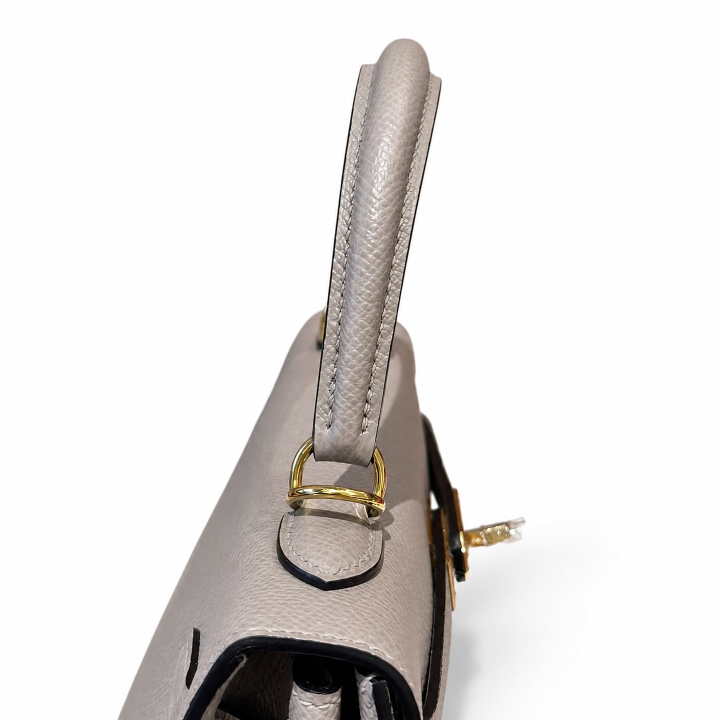 kelly25cm, M8/Gris Asphalte, Epsom, gold, all handmade‼ ️Kelly 25cm, asphalt gray, palm print, gold buckle, high-end handmade exclusive customization‼ ️Purely hand-made nails, hand-engraved hardware,