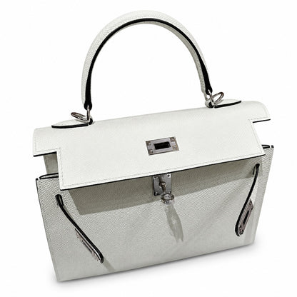 kelly25cm, 0S/Vert Fizz, Epsom, sliver, all handmade‼ ️Kelly 25cm, bubble green, palm print, silver buckle, high-end handmade exclusive customization‼ ️Purely hand-made nails, hand-engraved hardware,