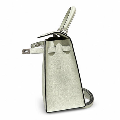 kelly25cm, 0S/Vert Fizz, Epsom, sliver, all handmade‼ ️Kelly 25cm, bubble green, palm print, silver buckle, high-end handmade exclusive customization‼ ️Purely hand-made nails, hand-engraved hardware,