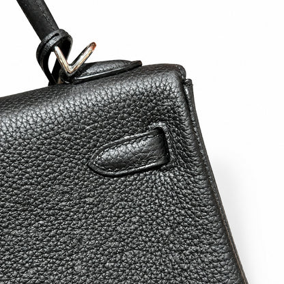 Kelly25cm, ck89/black, togo, silver, all handmade‼ Kelly 25cm, black, calfskin, silver buckle, top hand-stitched wax thread, high-end handmade exclusive customization‼ ️Purely hand-made nails, hand-en