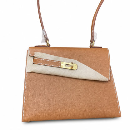 Kelly Desordre 20cm Sellier double-sided Epsom original palm print leather ck37 golden brown Gold gold buckle GHW top hand sewing