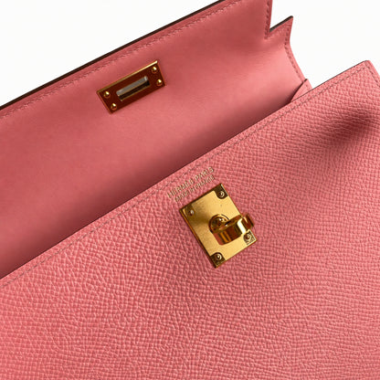 Fully hand-sewn👉Second generation Mini Kelly 19cm imported Epsom leather milkshake powder gold buckle