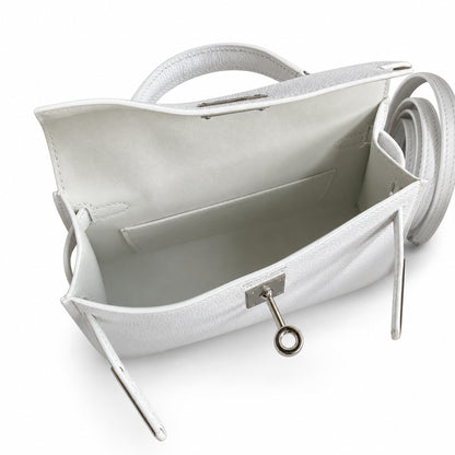 Fully hand-sewn👉Second generation Mini Kelly 19cm imported Epsom leather pure white silver buckle