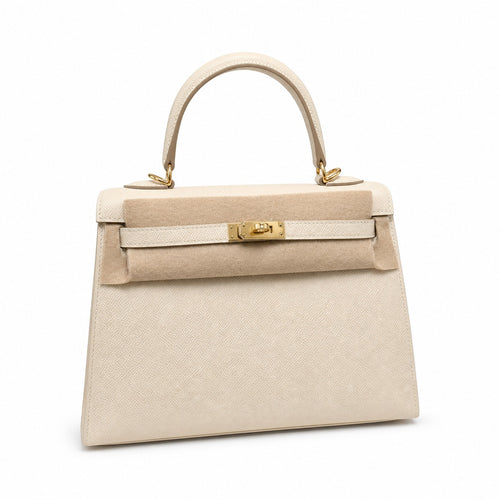 kelly25cm, ck10/Craie, Epsom, gold, all handmade‼ ️Kelly 25cm, milkshake white, palm print, gold buckle, high-end handmade exclusive customization‼ ️ Actual photo of customer order🐎🐎customer order🐎🐎