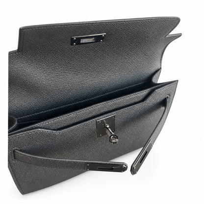 Kelly Depeches 25 clutch, Epsom leather (with additional shoulder strap), can be worn cross-body, can be carried by hand or on the wrist, daily needs, seamless switch between business/leisure - centra