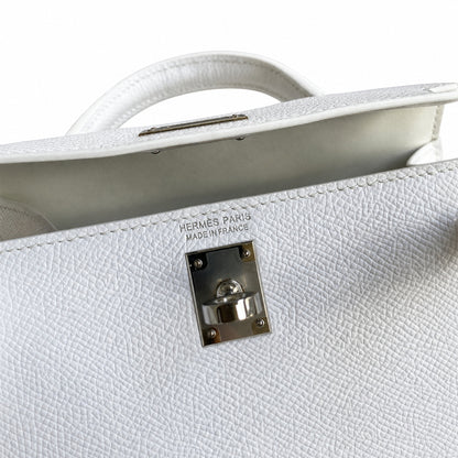 Fully hand-sewn👉Second generation Mini Kelly 19cm imported Epsom leather pure white silver buckle