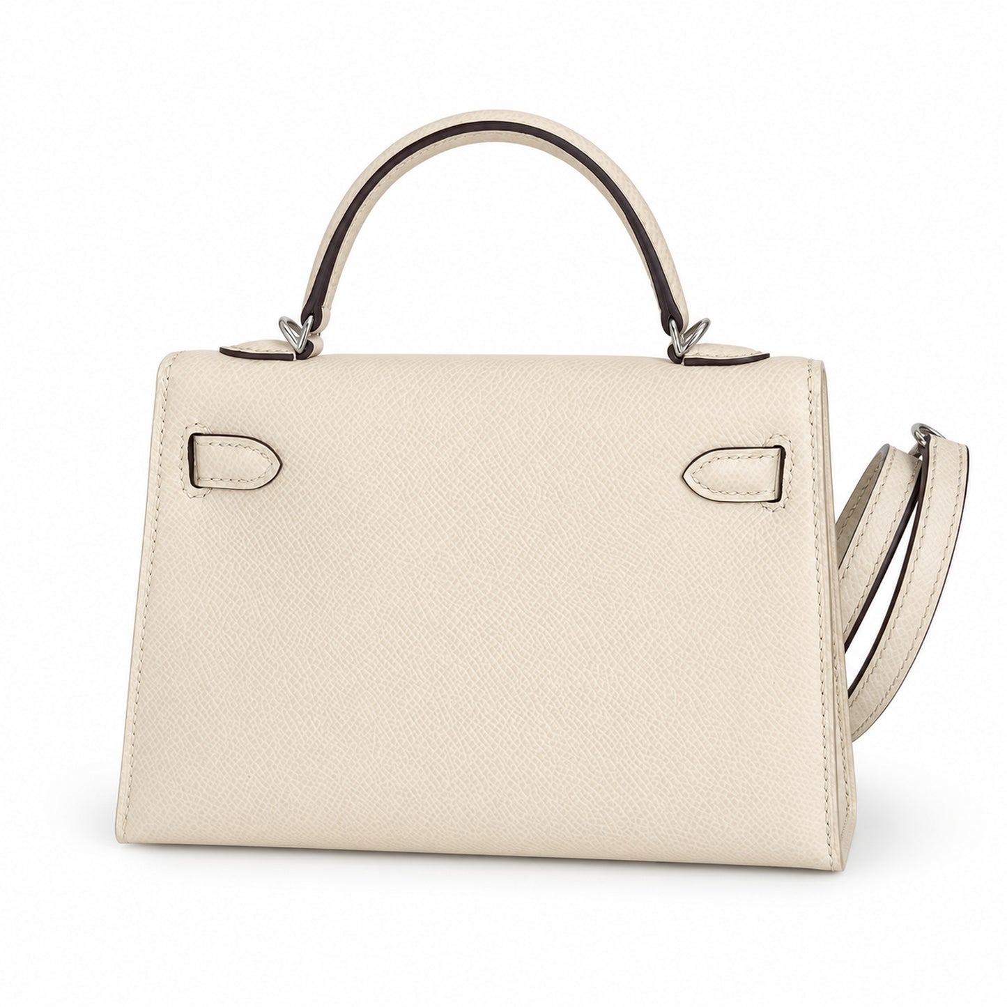 Fully hand-sewn👉Second generation Mini Kelly 19cm imported Epsom leather cream white silver buckle