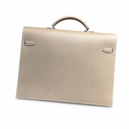 Kelly briefcase 38cm Epsom leather 18 Etoupe elephant gray top handcraft! Counter quality!