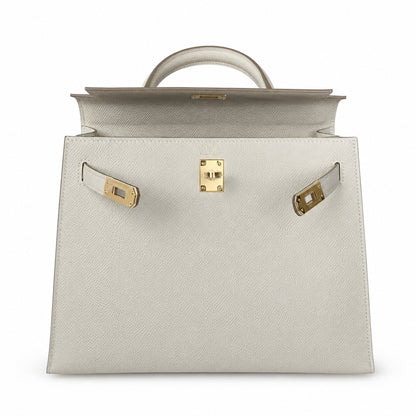 Custom order💕kelly25 milkshake white epsom gold buckle fully hand-stitched with wax thread