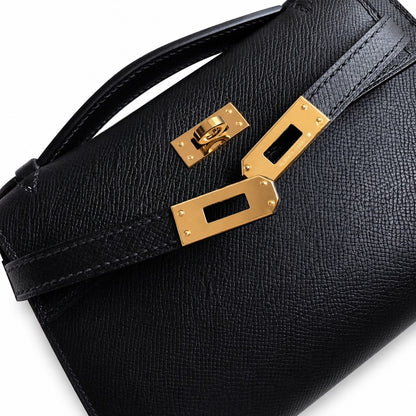 mini kelly 22 generation black epsom leather gold buckle and silver buckle ready for sale, every beautiful girl, an essential beauty bag