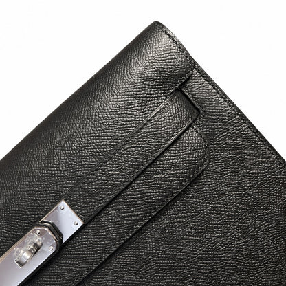 kelly Depeches clutch, Epsom leather 89 Noir black, top-notch craftsmanship! Counter quality!