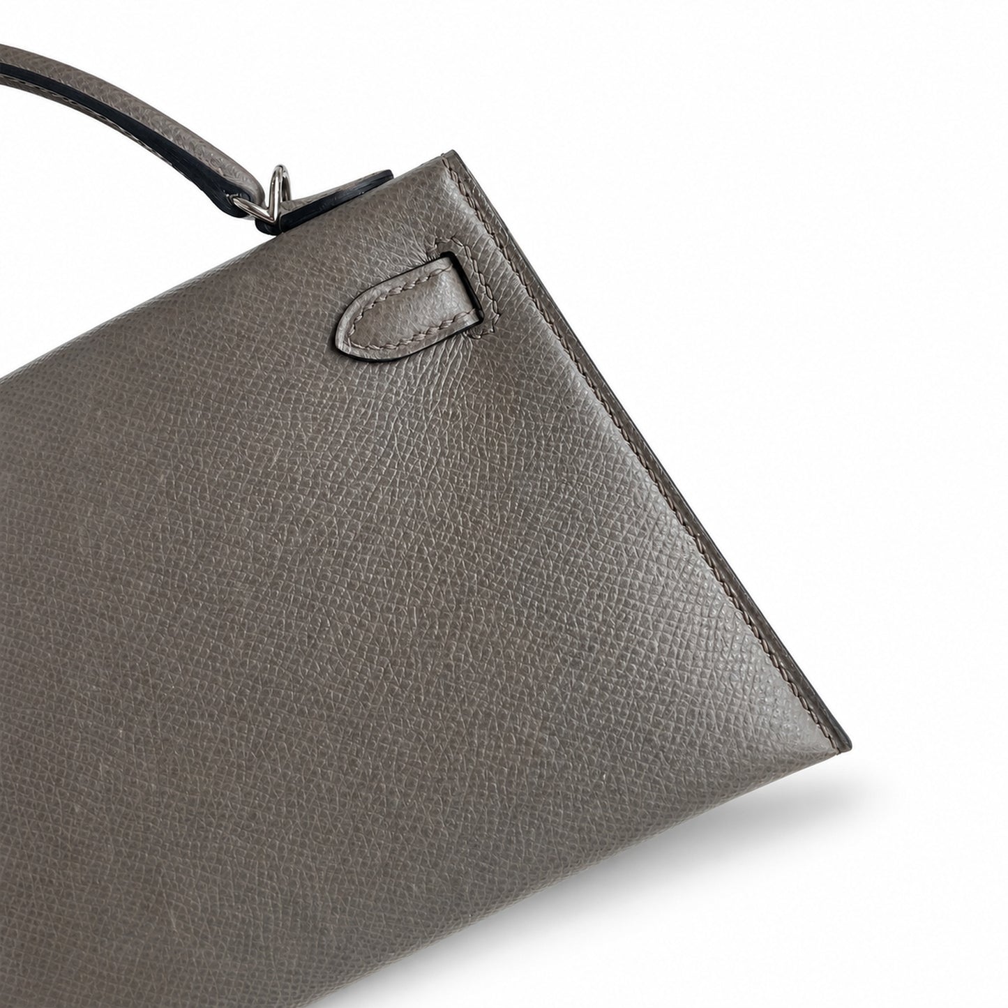 Fully hand-sewn👉Second generation Mini Kelly 19cm imported Epsom leather pewter gray silver buckle