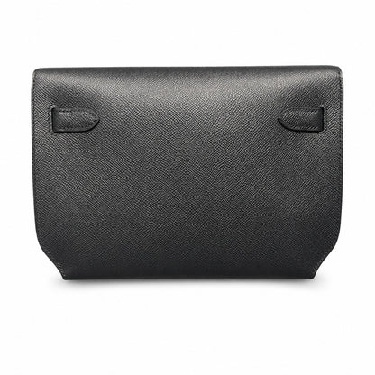 kelly Depeches clutch, Epsom leather 89 Noir black, top-notch craftsmanship! Counter quality!