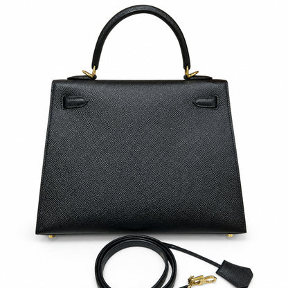 kelly25cm, ck89/Black, Epsom, gold, all handmade‼ ️Kelly 25cm, black, palm print, gold buckle, high-end handmade exclusive customization‼ ️Purely hand-made nails, hand-engraved hardware, fine steel Di
