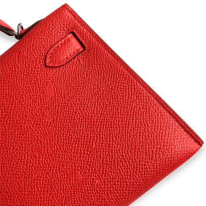 Fully hand-sewn👉Second generation Mini Kelly 19cm imported Epsom leather peach pink silver buckle