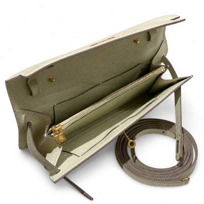 Style: Kelly to go Color: ck10/Craie Size: 19*11.5*1.5cm Leather: epsom From France Hardware: gold Kelly crossbody bag, milkshake white, cowhide, gold buckle, high-end handmade exclusive customization