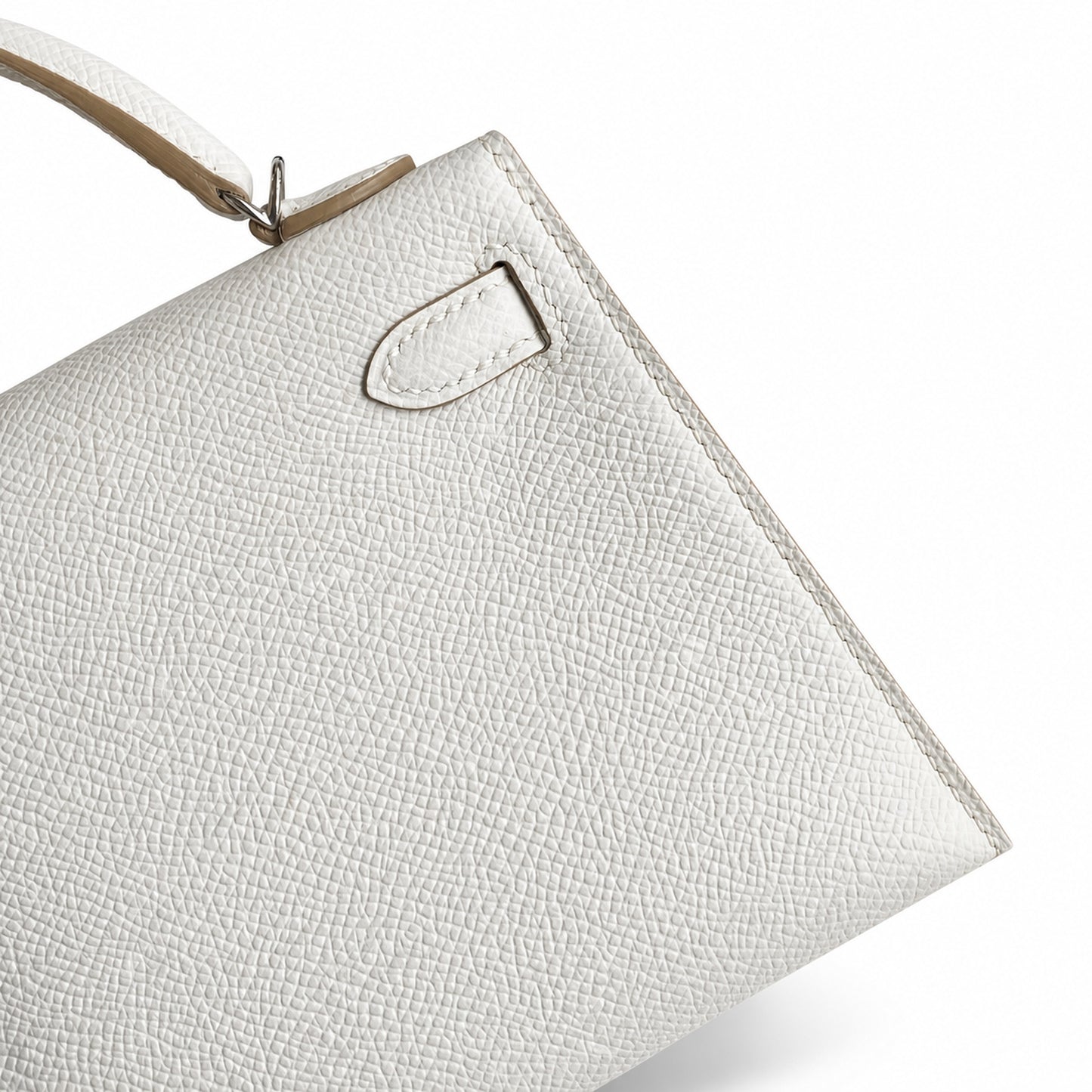 Fully hand-sewn👉Second generation Mini Kelly 19cm imported Epsom leather M4 milk gray silver buckle