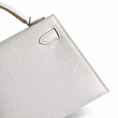 Fully hand-sewn👉Second generation Mini Kelly 19cm imported Epsom leather M4 milk gray silver buckle