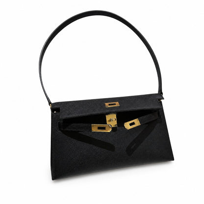 kelly elan、ck89/Black、Epson、gold、all handmade‼ ️H armpit bag, black, palm print, gold buckle, top hand-stitched wax thread production, pure handmade private high-end‼ ️‼ ️Purely hand-made nails, hand-