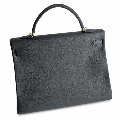 Kelly togo original royal calfskin ck89 black top craftsmanship wax thread full stitching gold buckle