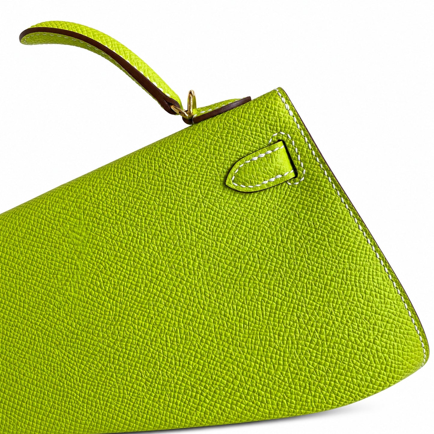 Fully hand-sewn👉Second generation Mini Kelly 19cm imported Epsom leather candy green gold and silver buckle